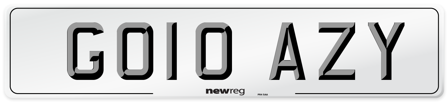 GO10 AZY Number Plate from New Reg